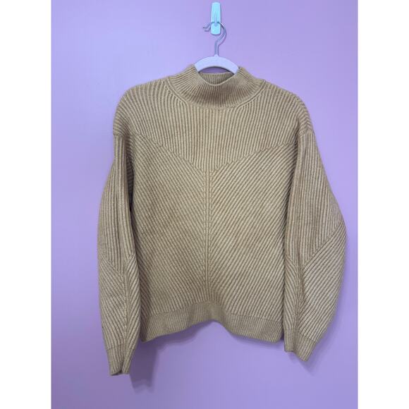 & Other Stories Brown Ribbed Mech Neck Wool-Blend Sweater Size Medium - Picture 1 of 5